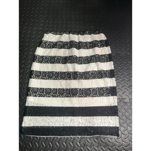 Elle Black & White Striped Lace Skirt - Picture 1 of 5